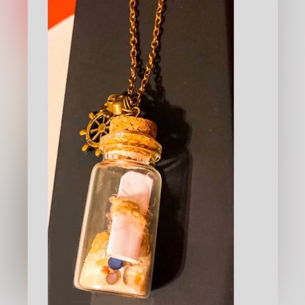 Buried Treasure Glass Bottle Pendant Necklace